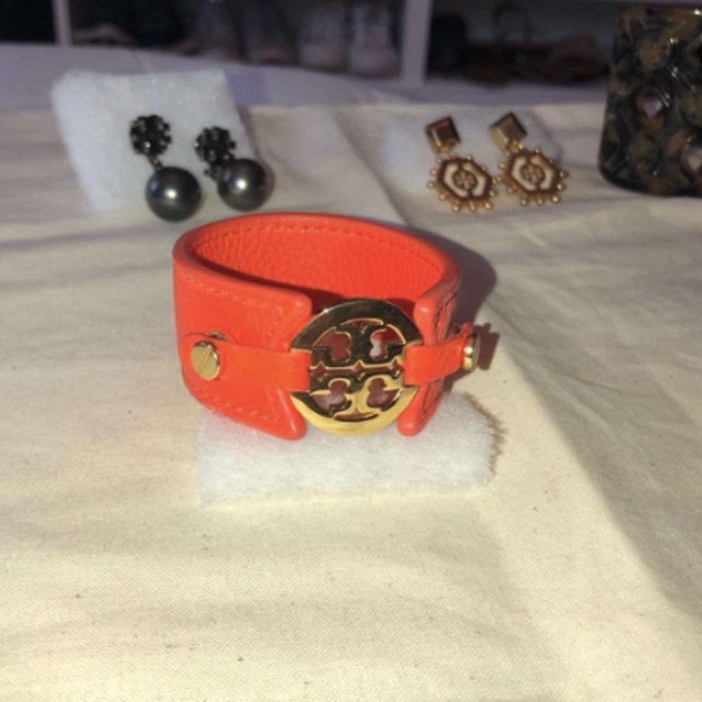 Tory Burch Logo Orange & Gold Wrap Bracelet